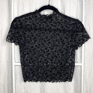 Cheetah print mesh top